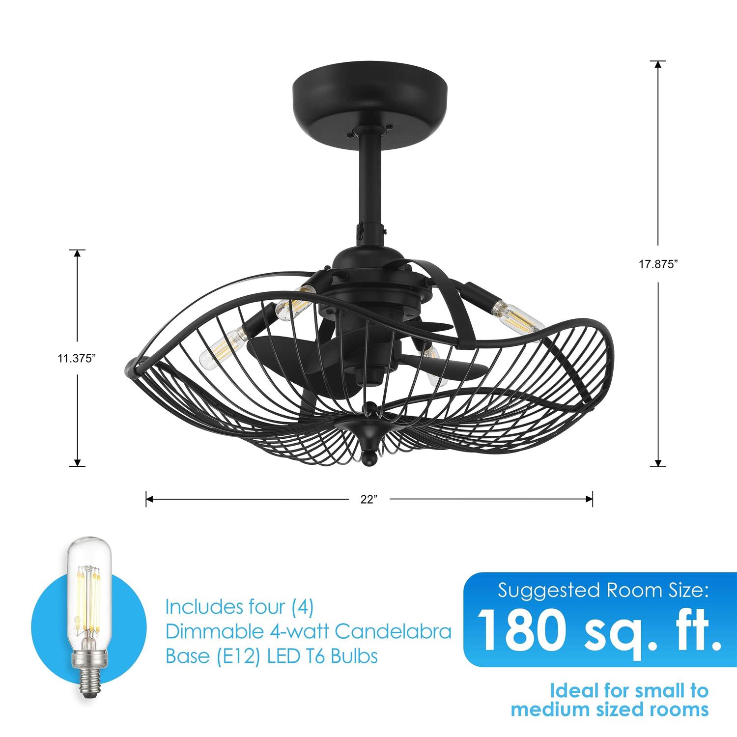 House of Hampton® Auri 22 inch Ceiling Fan with Remote Control and Dimmable Lights - Image 3