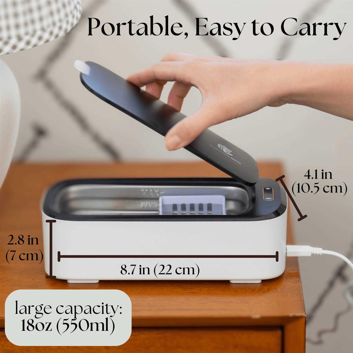 Ultrasonic Jewelry Cleaner & UVC Professional Sterilizer Machine 550ml 46KHz Power Portable Ultra Sonic Cleaner for Cleaning Glasses - Image 5