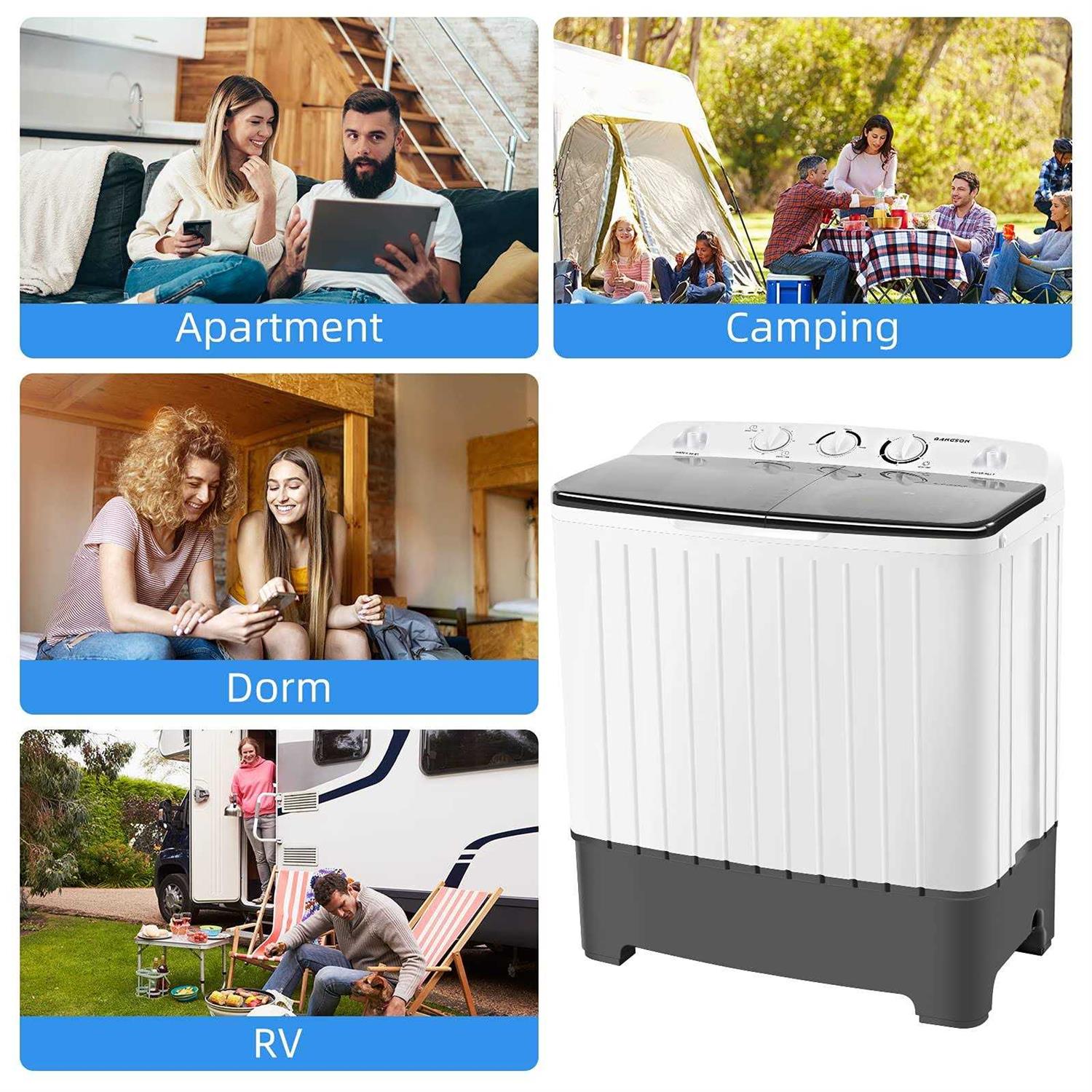 BANGSON Portable Washing Machine, 17.6 lbs Washer and Spinner, Mini Compact Twin Tub Washing Machine, Washer and Dryer Combo - Image 4