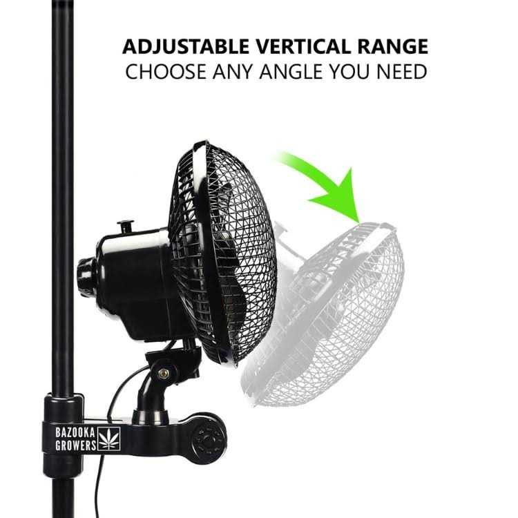 Bazooka Growers Rotating 6 Inch Grow Tent Fan with Adjustable Grip Clip and Two Speed Options and Oscillating Feature - Image 3