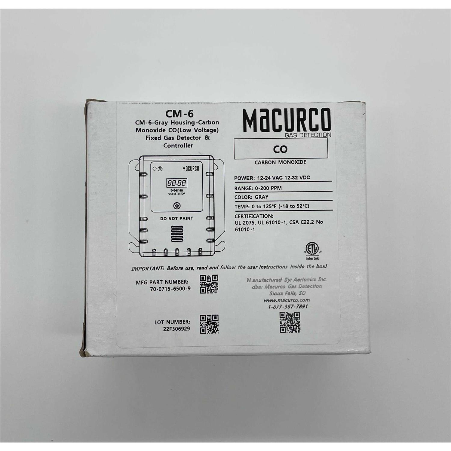 Macurco CM-6 Carbon Monoxide Detector Controller/Transducer - Image 3